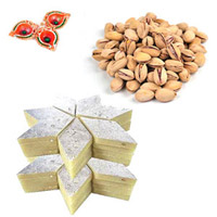 Kaju Barfi & Pista Hamper with Diyas to Rajahmundry