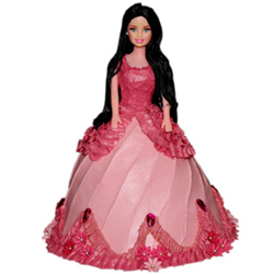 Pink Dress Barbie Cake 3kg to Rajahmundry