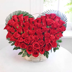 50 Red roses Heart shape  to Rajahmundry