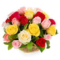 Basket of Mixed Color Roses to Rajahmundry